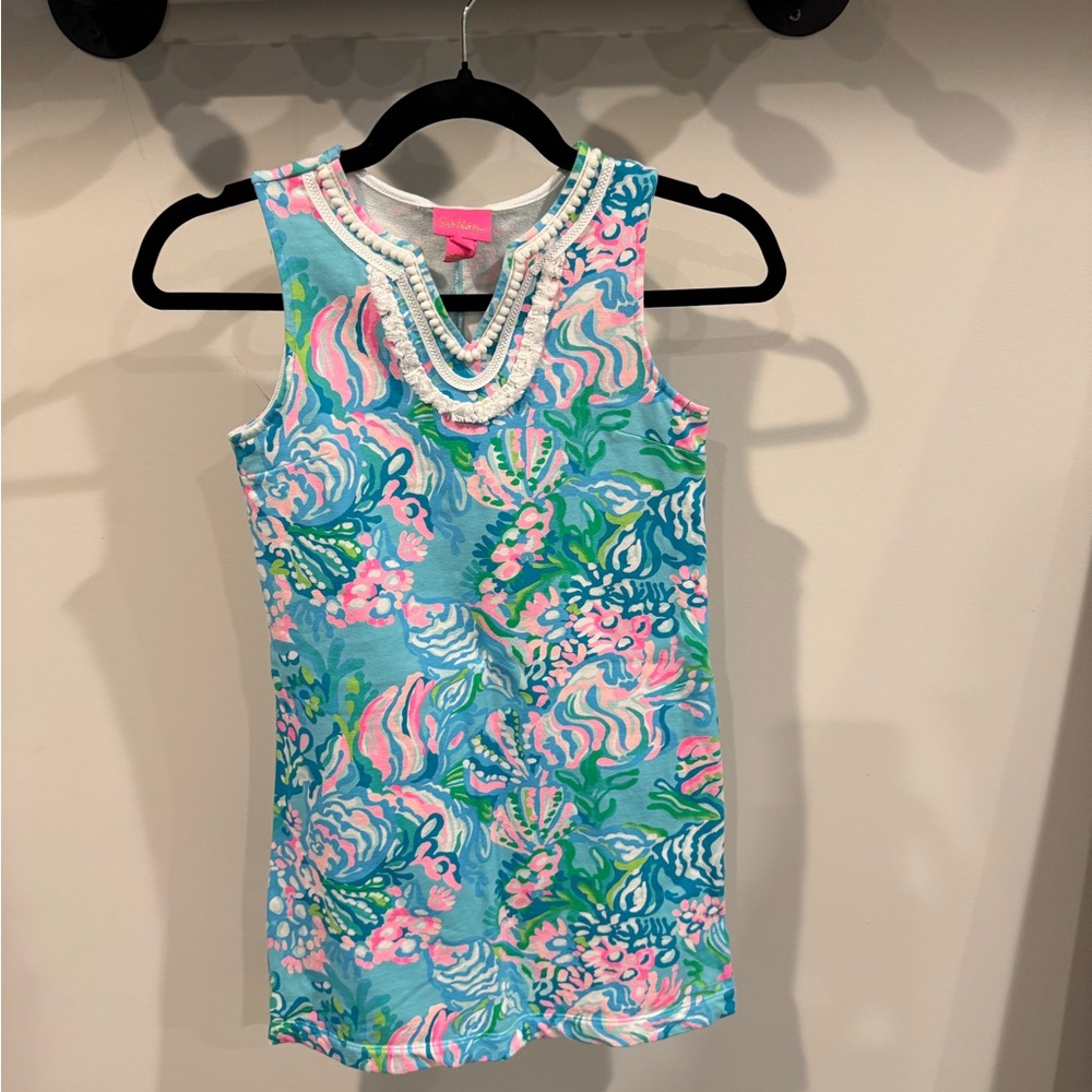 Lilly Pulitzer Pink and Blue Dress with Beaded Detail